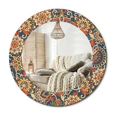 Lustro dekoracyjne okrągłe Retro kwiaty