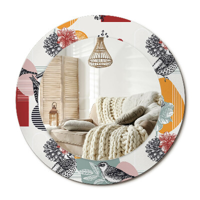 Lustro z nadrukiem okrągłe Patki vintage