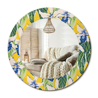 Lustro z nadrukiem okrągłe Orchidee