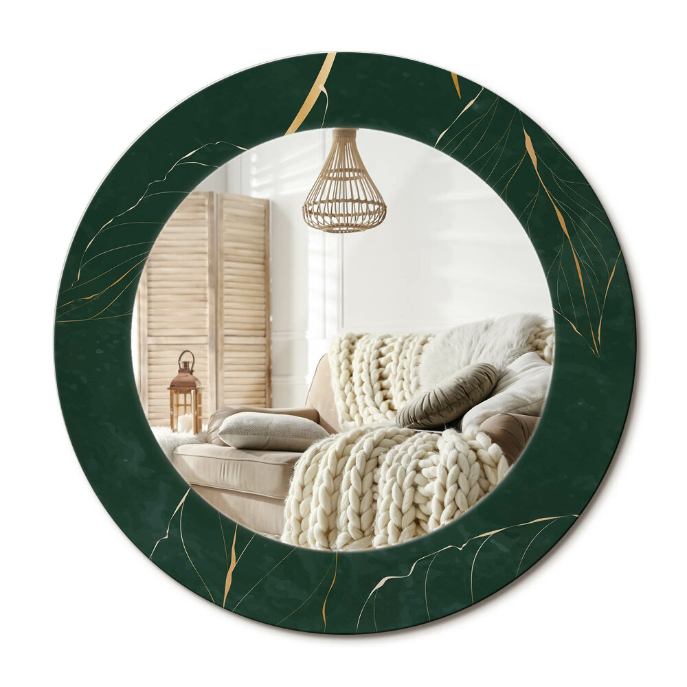 Lustro z nadrukiem okrągłe Kontur liści