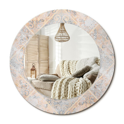 Lustro z nadrukiem okrągłe Starte kafelki