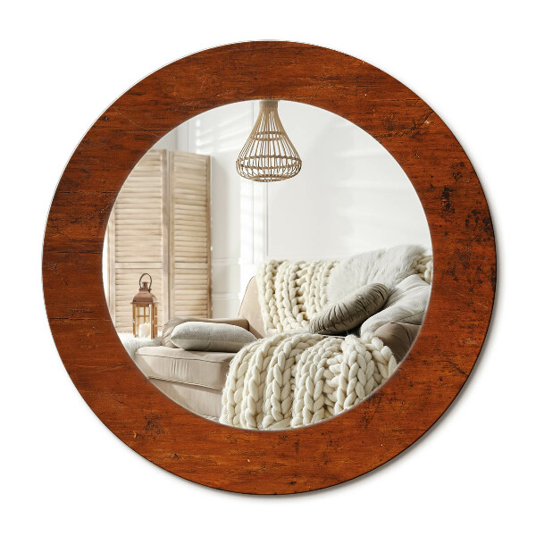 Lustro z nadrukiem okrągłe Naturalne drewno