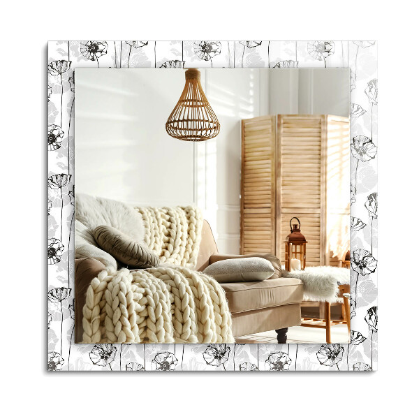 Lustro dekoracyjne prostokątne Kwiaty wzór monochromatyczny