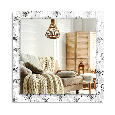 Lustro dekoracyjne prostokątne Kwiaty wzór monochromatyczny