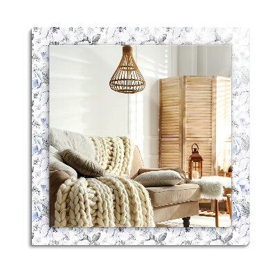 Lustro z nadrukiem dekoracyjne prostokątne Kwiaty i liście