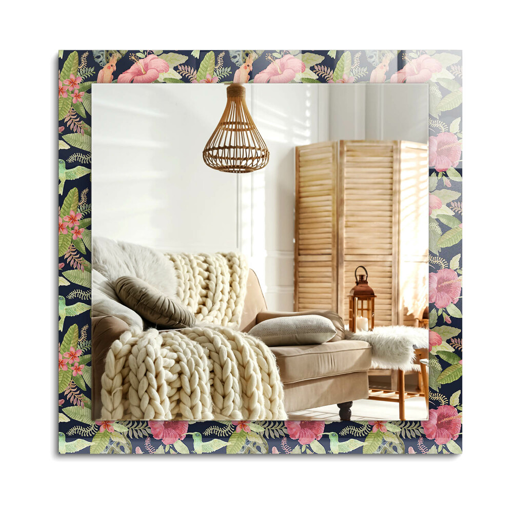 Lustro dekoracyjne prostokątne Kwiaty i ptaki