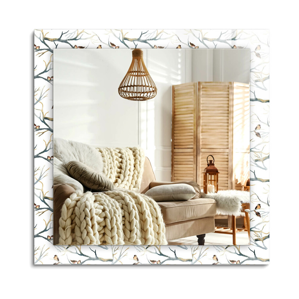 Lustro dekoracyjne prostokątne Ptaki na gałęziach