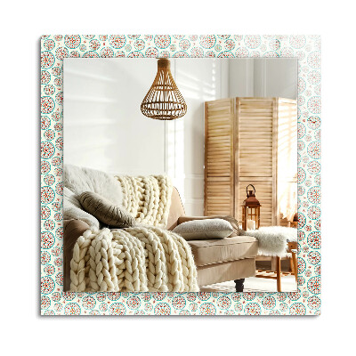 Lustro z nadrukiem prostokątne Kolorowy wzór okręgów