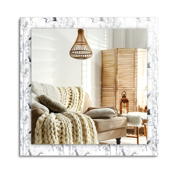 Lustro dekoracyjne prostokątne Żurawie i bambusy