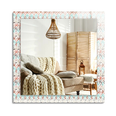 Lustro z nadrukiem prostokątne Kolorowy wzór geometryczny