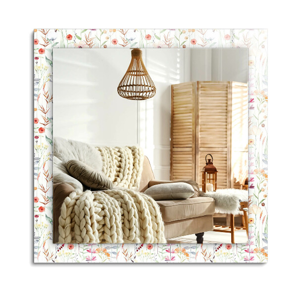 Lustro dekoracyjne prostokątne Kwiatowy wzór akwarela