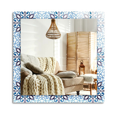Lustro dekoracyjne prostokątne Niebieski wzór ornamentowy