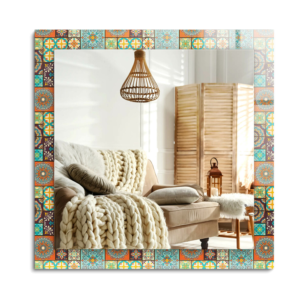 Lustro z nadrukiem prostokątne Kolorowe kafelki mozaika