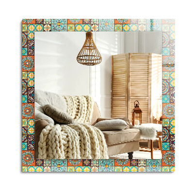 Lustro z nadrukiem prostokątne Kolorowe kafelki mozaika