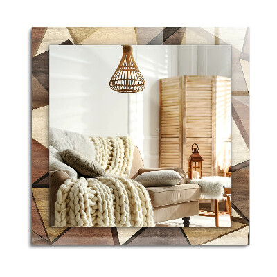 Lustro dekoracyjne prostokątne Drewniane geometryczne wzory