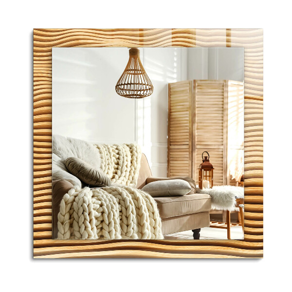 Lustro dekoracyjne prostokątne Fale drewniane