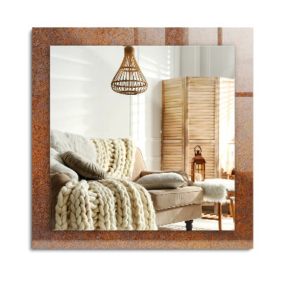 Lustro dekoracyjne prostokątne Zardzewiała powierzchnia metalu