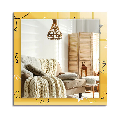 Lustro z nadrukiem dekoracyjne prostokątne Rysunki różnych gwiazd