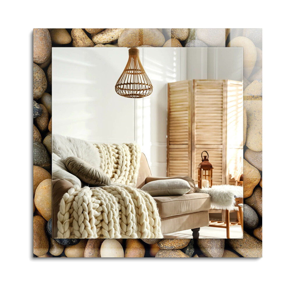 Lustro dekoracyjne prostokątne Kolorowe gładkie kamienie