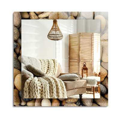 Lustro dekoracyjne prostokątne Kolorowe gładkie kamienie