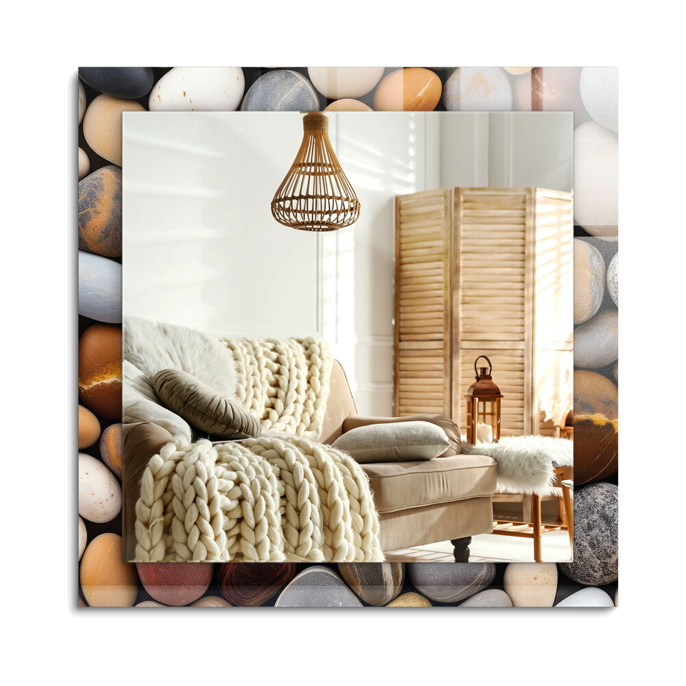 Lustro dekoracyjne prostokątne Kolorowe gładkie kamienie