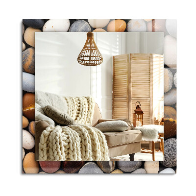 Lustro dekoracyjne prostokątne Kolorowe gładkie kamienie