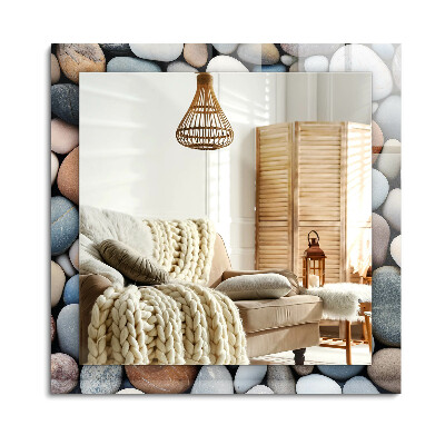 Lustro dekoracyjne prostokątne Kolorowe gładkie kamienie