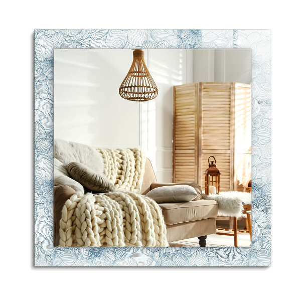 Lustro dekoracyjne prostokątne Kwiaty wzór niebieski