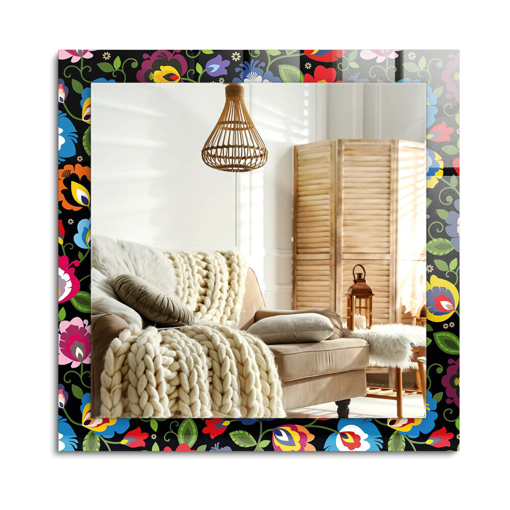Lustro dekoracyjne prostokątne Kolorowe Wzory Ludowe