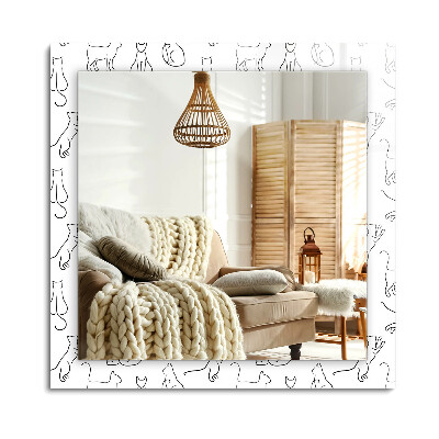 Lustro dekoracyjne prostokątne Koty kontury