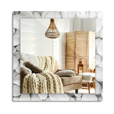 Lustro dekoracyjne prostokątne Białe gładkie kamienie