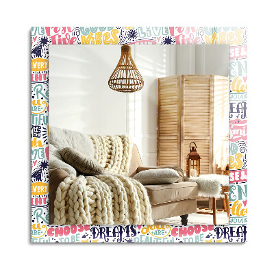 Lustro z nadrukiem prostokątne Kolorowe motywacyjne napisy