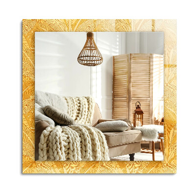 Lustro dekoracyjne prostokątne Liście wzór pomarańczowy