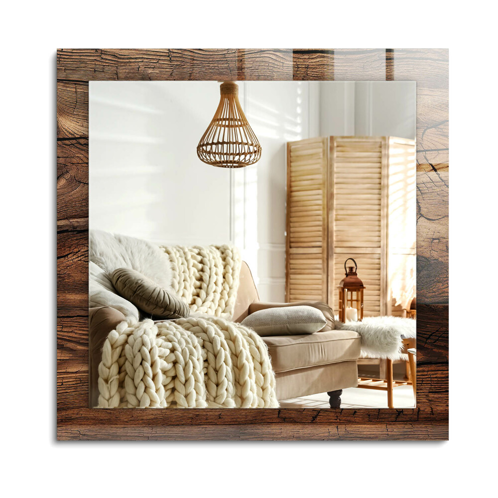 Lustro dekoracyjne prostokątne Drewniana tekstura deski