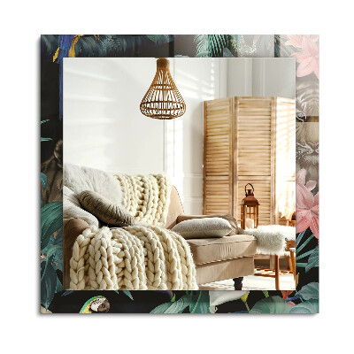 Lustro dekoracyjne prostokątne Tygrysy papugi dżungla