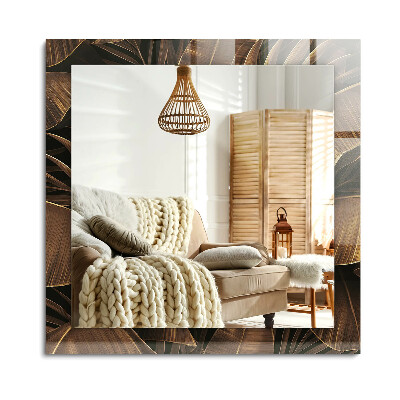 Lustro z nadrukiem prostokątne liście tropikalne