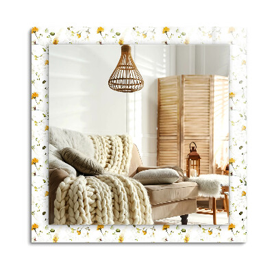 Lustro dekoracyjne prostokątne Kwiaty liście wzór