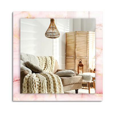 Lustro dekoracyjne prostokątne Różowy marmur wzór