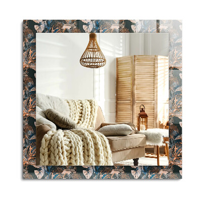 Lustro z nadrukiem dekoracyjne prostokątne Kwiaty i liście