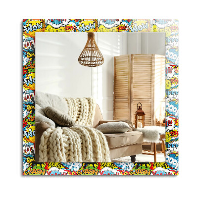 Lustro dekoracyjne prostokątne Kolorowe komiksowe dymki