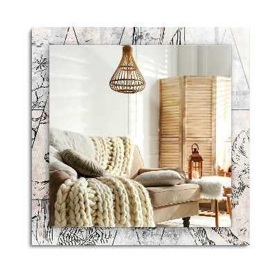 Lustro z nadrukiem dekoracyjne prostokątne Jeleń lis rośliny