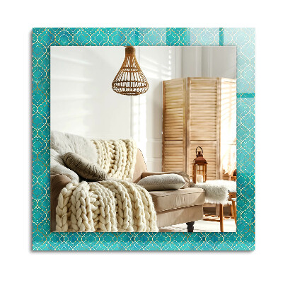 Lustro dekoracyjne prostokątne Zielony wzór geometryczny