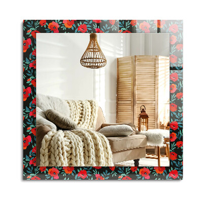 Lustro dekoracyjne prostokątne Maki Kwiaty