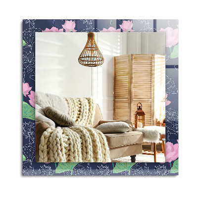 Lustro dekoracyjne prostokątne Różowe kwiaty lotosu