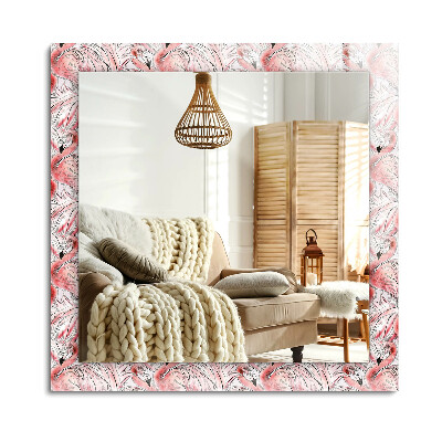 Lustro z nadrukiem dekoracyjne prostokątne Różowe flamingi