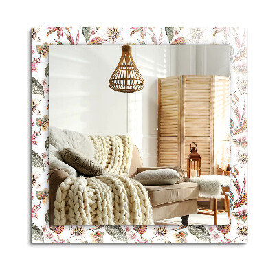 Lustro dekoracyjne prostokątne Kwiaty i liście