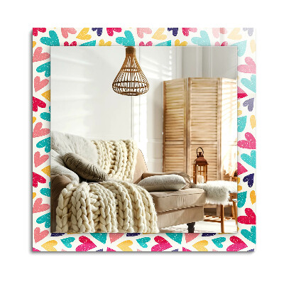 Lustro dekoracyjne prostokątne Kolorowe serca wzór