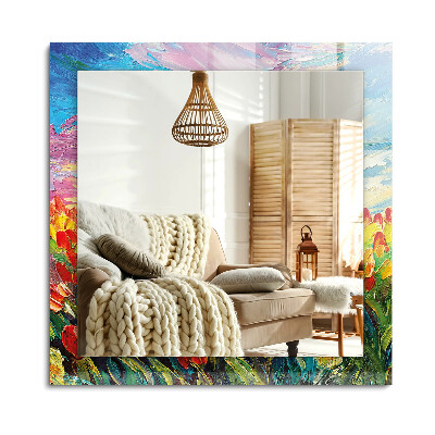 Lustro dekoracyjne prostokątne Pole tulipanów