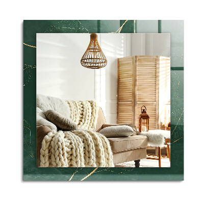 Lustro dekoracyjne prostokątne Zielone liście złote