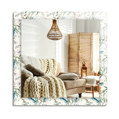 Lustro z nadrukiem dekoracyjne prostokątne Kwiatowy wzór akwarela